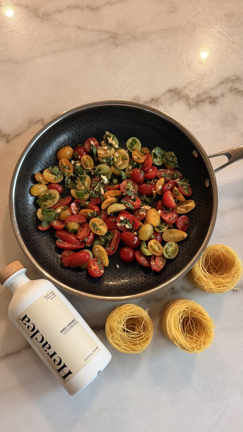 Cherry tomato pasta prep