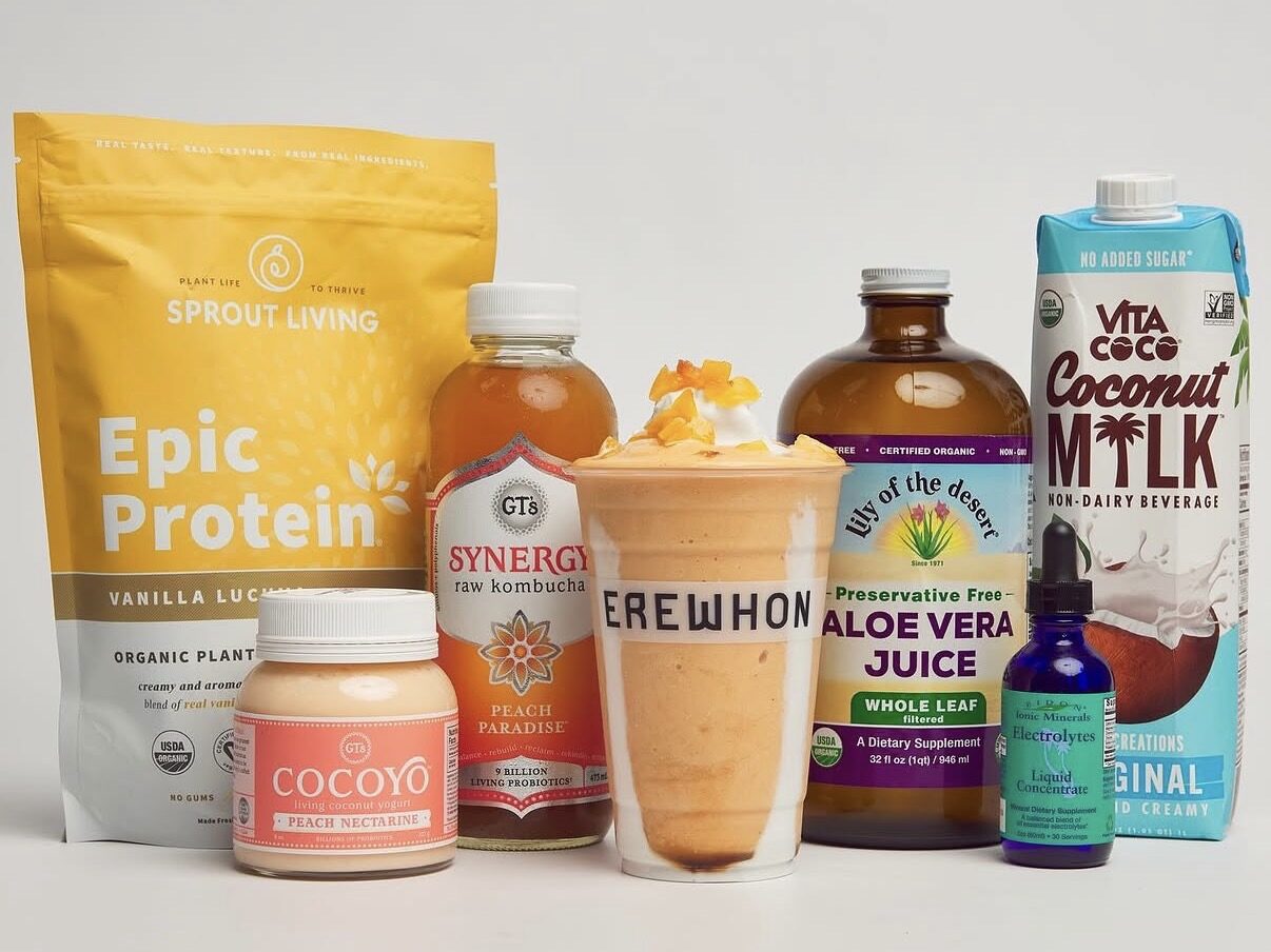 Erewhon smoothie ingredient flatlay