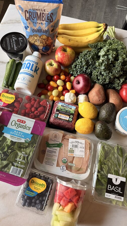 Grocery haul flatlay