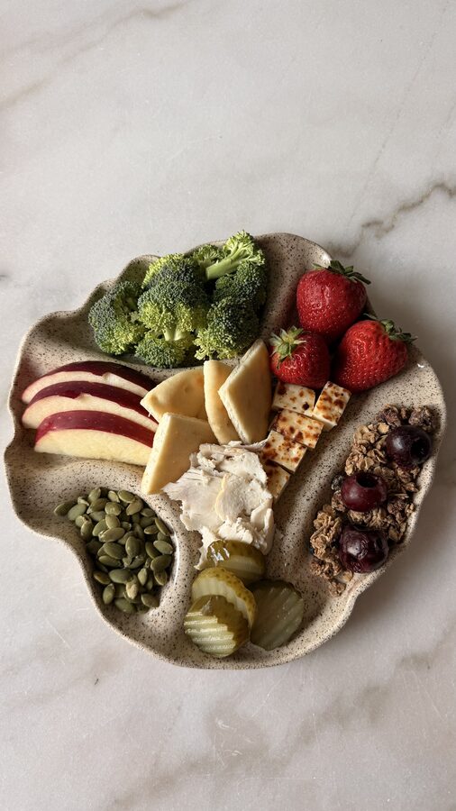 Snack plate with fruit and cheese