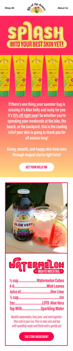 Splash Into Your Best Skin Yet email campaign