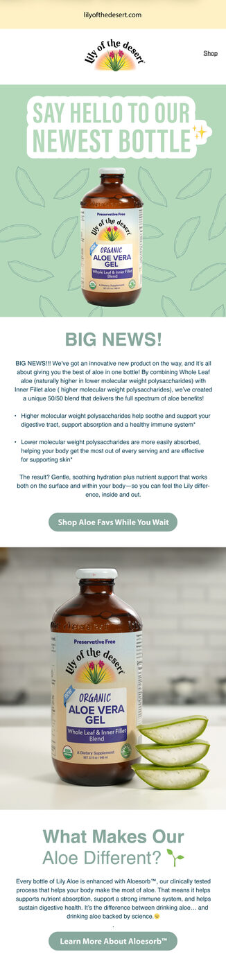 Say Hello to Our Newest Bottle email campaign