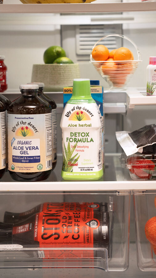 Aloe Herbal Detox Formula in the fridge